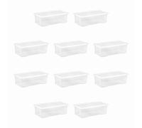 10 x 62 Litres Extra Large Clear Underbed Storage Box with Lids Nest Stack Boxes