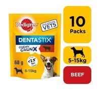 10 x 68g Pedigree Dentastix Chewy Chunx Mini Dog Treat Beef Flavour