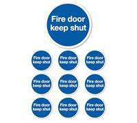 10 x 75mm Fire Door Keep Shut Stickers - Round Self Adhesive Vinyl Fire Door Signs - Indoor Safety Labels Conform to ISO 7010:2020 - for Offices Schools Workplaces Public Buildings - Made in Britain