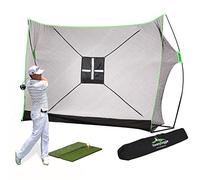 10 x 7ft Golf Net Bundle 4pc & 3pc | Professional Patent Pending Design | Dual-Turf Golf Mat, Chipping Target and Carry Bag | The Right Choice for Backyard Driving & Hitting Nets