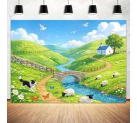 10 x 8 ft Emerald Isle Adventure Theme Backdrop Countryside Bible School Extra Big Building Sheep Backdrop 2026 Vacation Holiday Classroom Room Wall Decor Photo Booth Prop