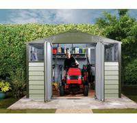 10 X 8 Ft Trimetals Titan 108 Apex Roof Metal Shed - Double Door - Two Window - Olive Green