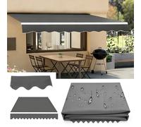 10' x 8' Retractable Patio Sun Shade Canopy Water-Resistant 300g/m² Polyester Cover for Outdoor Deck Dark Gray Replacement Shelter for House & Garden