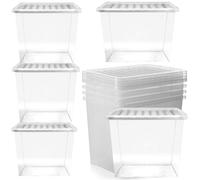 10 x 80L (80 Litres) Plastic XL Storage Boxes Clear With Lids