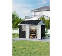 10 x 8FT Outdoor Metal Apex Roof Garden Storage Shed Living and Home Charcoal One Size