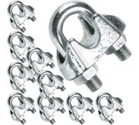 10 x 8mm Galvanised Steel Grip Clamp Clips Wire Rope Lashing Cable U Bolt Nut