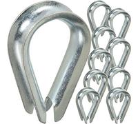 10 x 8mm Galvanised Steel Thimbles - Wire Rope Lashing Cable Hook & Loop Clamp