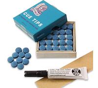 10 X 9mm Tweeten BLUE KNIGHT Leather Snooker Pool Cue Tips - FREE Sandpaper