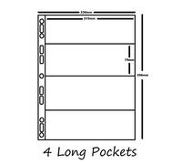 10 x A4 Collector Album Pages - Acid Free - Banknotes - 4 Long Pockets