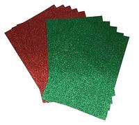 10 x A4 Glitter Paper Green and RED Sparkly Soft Touch Non Shed Thick 150gsm Christmas Paper 5 Sheets of Each