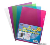 10 x A4 Gloss Coloured Plastic Open Top & Side Report File Project Cover Files