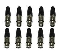10 x Accu XLR 3-Pin 3P Female Microphone DMX Connector Plug Socket Silver Audio Sound