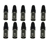 10 x Accu XLR 3-Pin 3P Male Microphone DMX Connector Plug Silver Audio Sound