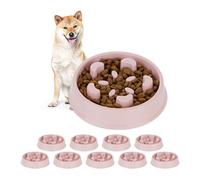 10 x Anti Slip Bowls, Feeding Bowl for Dogs, Volume: 600 ml, for Slow Eating, Dog Bowl Dishwasher Safe, Pink (Pink)