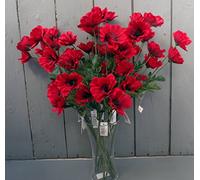 10 x Artificial Red 45cm Poppy Flowers