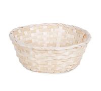 10 x Bamboo Wicker Bread Basket Storage Hamper Display Tray, Natural or Red (Large 25cm, Natural)