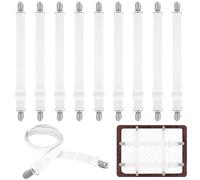 10 x Bed Sheet Clips for Bedding, Fitted Sheet Clips, 65-240cm Adjustable Elastic Bed Sheet Straps, Bed Sheet Grippers, Fitted Sheet Straps with Clips, Bed Sheet Fasteners, Bedsheet Mattress Straps