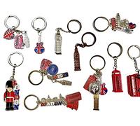 10 x Best Mix of Great British Keyrings London Icons Union Jack Brelock UK Souvenir Metal Key Rings by Sale2Save