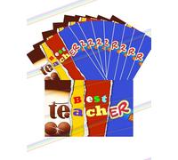 10 x Best Teacher Chocolate Bar Wrapper - Get Well Soon Gifts, Teacher Gifts, Funny Gifts for Women, Men, Teachers Birthday Present Rude Joke Secret Santa (Chocolate not included)