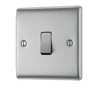 10 x BG Nexus Metal NBS12 - STAINLESS STEEL Single Switch 1 Gang 2 Way