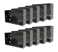 10 x Black Pattress Box Double 32mm PVC Surface 2 Gang with Lnockouts for 20mm Conduit and 25x16mm Mini Trunking