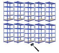 10 x Blue Racking Bay Unit 5 Tier Heavy Duty Steel Metal 200kg