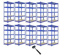 10 x Blue Racking Unit 5 Tier Garage Storage Warehouse Shelving 120x50x180cm
