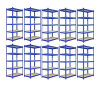 10 x Blue Racking Bay Unit 5 Tier Heavy Duty Steel Metal 280kg