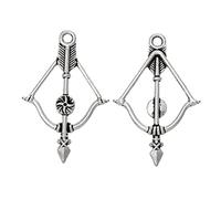 10 x Bow & Arrow Archery Charms, Tibetan Silver Style Archer Charms, Crossbow, For DIY Craft Necklace Bracelets Keychain Jewelry Making Findings Accessories