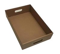 10 x Cardboard Gift Hamper Tray - 550 x 365 x 120mm Single Wall tray with Empty Patch Handle - Serving Cardboard Tray for Gifts Display Vegetables, Fruits, Drink - Kitchen Organizer