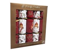 10 x Christmas Crackers - 12" Deluxe Large Festive Crackers with Party Hats Jokes and Gifts - Traditional Robin & Mistletoe Design