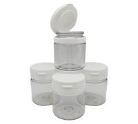 10 x Clear 50ml Flip Top Paint Pots Refillable for Paint/Ink/Dye/Glue/Acrylic - Small Empty Art/Craft Plastic Storage Containers with Hinged Lids