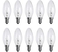 10 x Clear Candle Small Edison Screw Cap SES E14 Lamp Light Bulbs 25W, 25 Watt, 10 Pack Candle Bulbs Dimmable, Warm White 2700K, Screw in Edison Light Bulbs E14, Energy Efficient, Energy Saver