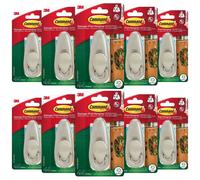 10 x Command Outdoor Large Brushed Nickel Metal Wall Hook Damage Free 2.2KG Max
