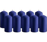 10 x Dark Blue Pillar Candles 40 x 90mm Upto 9 Hour Long Burn Time Unscented