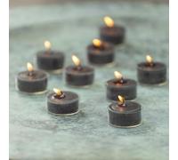 10 x Dark Grey Tea Light Candles, Bundle of 10 Grey Tea Lights/TLights, Rustic Coloured Unscented Coloured Christmas Wedding Candle