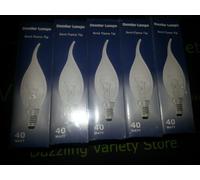 10 x Dazzler Brand E14 40W Flame Tip Bent Candle Clear Lamp Light Bulb 240V SES Job Lot