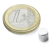 10 x Disc Magnet Ø 6 mm, Height 5 mm Round Neodymium Magnet N45 Nickel - Holds 1,4 kg - Super Strong Circle Magnets (NdFeB) for Fridge Whiteboards Magnetic Boards