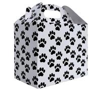 10 x DOG CAT PAW PRINT GABLE BOX - White & Black Gift Box, Gift Bag, Pet Hamper