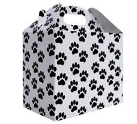 10 x DOG CAT PAW PRINT GABLE BOX - White & Black Gift Box, Gift Bag, Pet Hamper