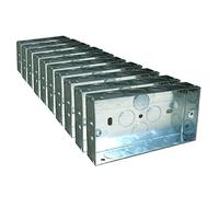 10 x Double Metal Back Box 25mm Flush Wall Pattress / 2 Gang Electrical Sockets