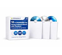 10 x Dragon Trading CD DVD Blu-ray Cardboard Sleeves with Thumbcut - Strong Protective Disc Storage Wallets for CDs, DVDs & Blu-Rays - Space Saving Media Packaging with Easy Access Cut-Out