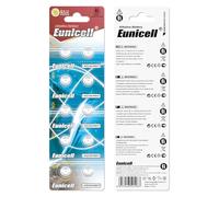 10 x Eunicell AG6 1.5v Alkaline Button Cell Batteries in Separate Blister Packaging LR69 LR921 SR921W 370 371
