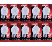 10 X Eveready 40W Es E27 Clear Golf Light Bulbs