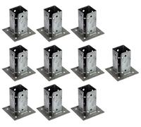 10 x Fence Post Holder 75mm posts Support Bolt Down Shoe Anchor Clamp Grip Galvanised for 75mm x 75mm posts (3") Eliza Tinsley Swiftpost, Pack of 10