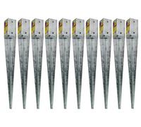 10 x Fence Post Holder 75mm posts Support Drive Down Spike Wedge Grip Galvanised for 75mm x 75mm posts, 600mm spike (3" x 24") Eliza Tinsley Swiftpost, Pack of 10
