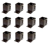 10 x Fence Post Holder 75mm posts Support Flush Fit Shoe Anchor Clamp Grip Brown for 75mm x 75mm posts (3") Eliza Tinsley Swiftpost, Pack of 10