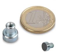 10 x Ferrite Flat Pot Magnet Ø 10,0 mm x 4,5 mm with internal thread M3 x 6 mm - holds 0,4 kg - 10 pieces - Magnetic systems with screw socket