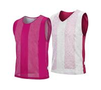 10 X Football Training Bibs Double Sided Mesh (Pink/White, Senior)