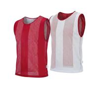 10 X Football Training Bibs Double Sided Mesh (Red/White, Junior)